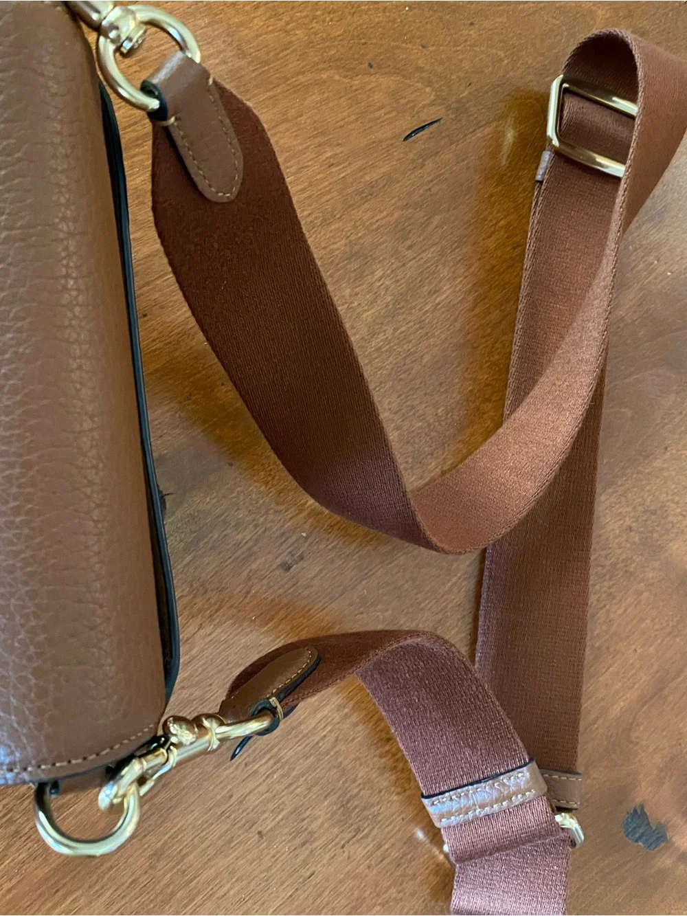 Coach Pebbled Leather Crossbody in Camel Brown with Gold Hardware